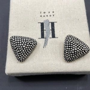 Vintage John Hardy Sterling Silver Triangular Clip On Earrings